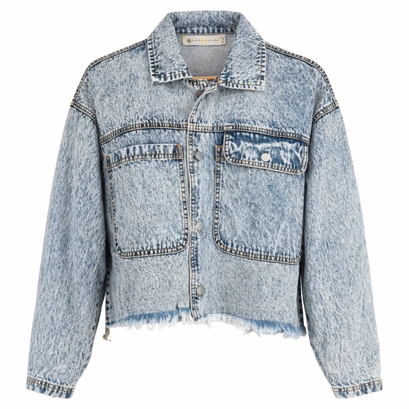 Happy Nature Jackets & Blazers - Happy Nature Womens Acid Wash Boxy Cropped Denim Jacket Oversized M 90s Grunge